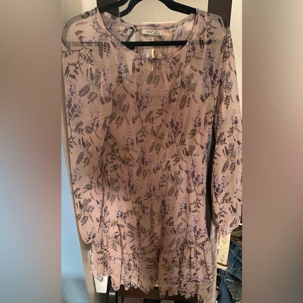 DEX FLORAL PATTERN DRESS WITH SLIP 22” PTP + STRETCH